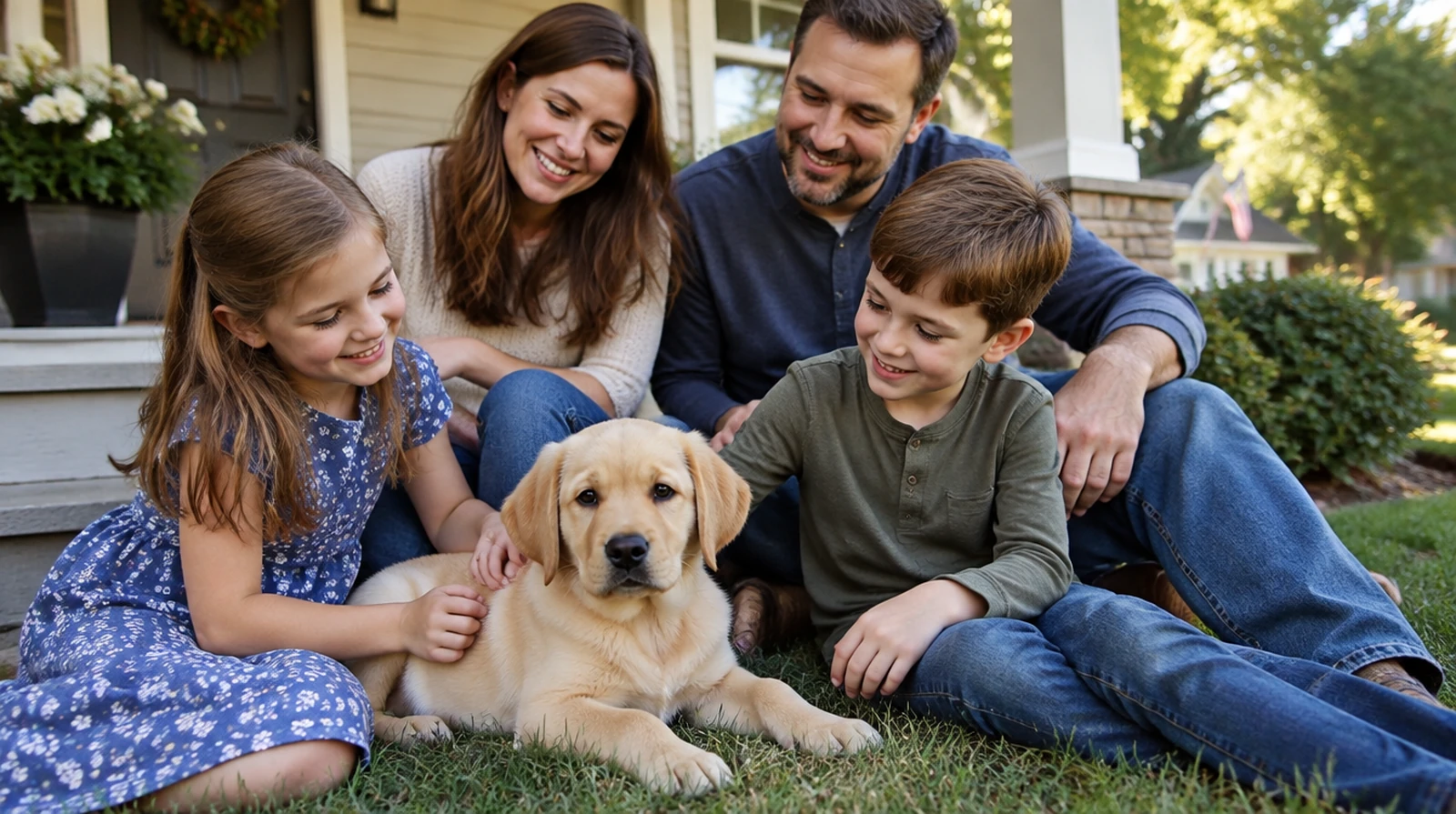 Home-raised Labrador puppy with a Charlotte family on a quiet residential property