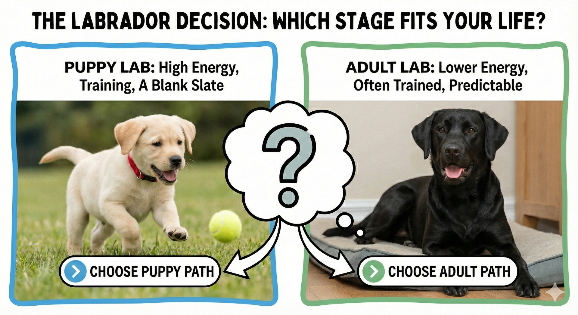 The Labrador Decision: Which stage fits your life? Puppy Lab vs Adult Lab comparison